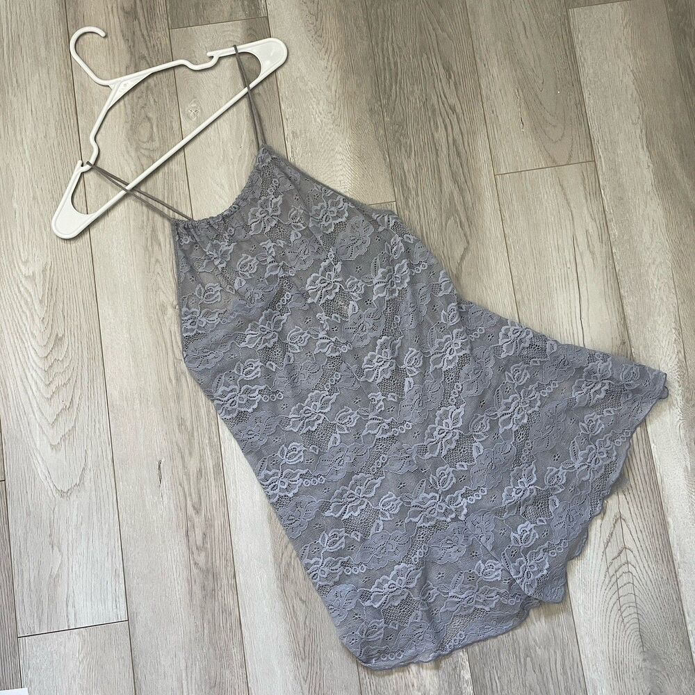 Free People Romper lace high neck womens Purple (medium) boho sheer loungewear